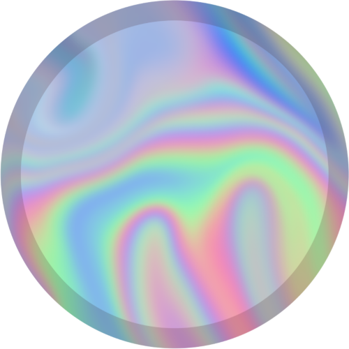 A circle with a chromatic pattern. It has an outline that is slightly darker than the rest of it.
